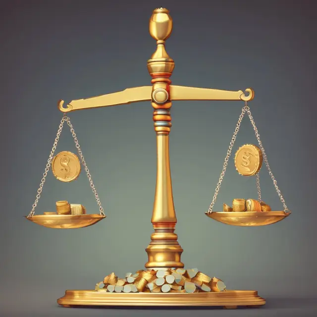 Golden and silver coins on a balance scale depicting net internal rate of return calculation for two investments
