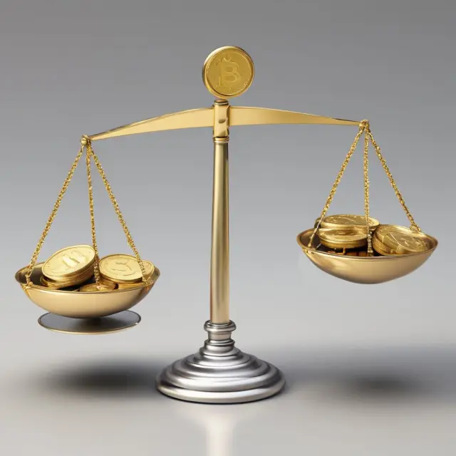 Golden coins for net foreign assets and silver coins for net foreign liabilities on a balance scale