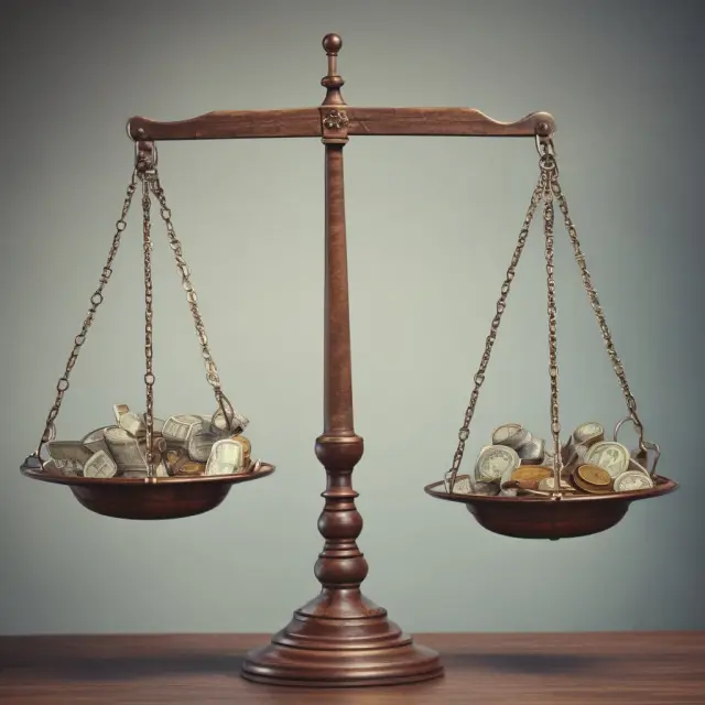 Two balanced scales depicting a country