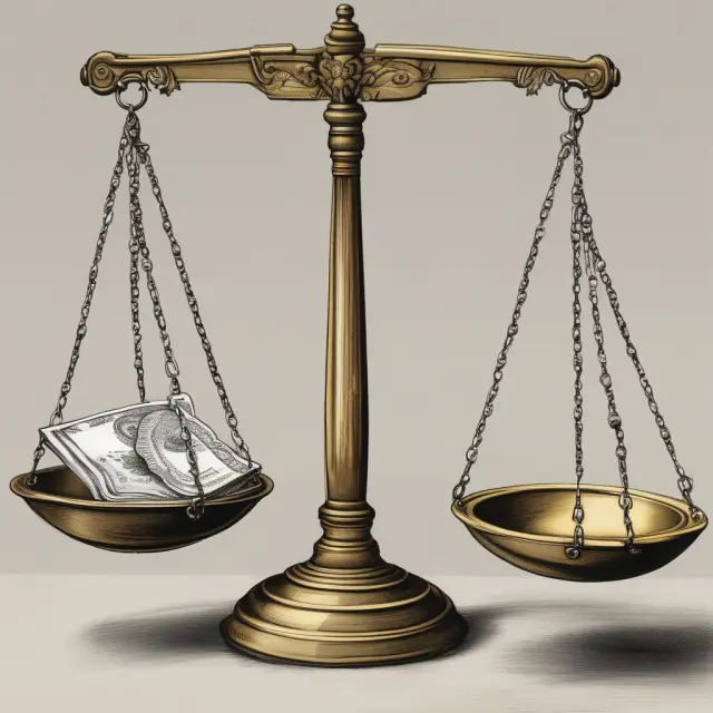 Balance scale representing Net International Investment Position (NIIP), with one side for foreign assets and the other for liabilities