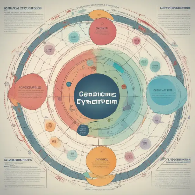 An intricate image of NNP circles symbolizing different economic sectors with interconnected rings for human capital and physical capital depreciation.