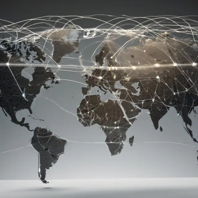 A globe interconnected by thin threads symbolizing the contribution of net national product from foreign-made goods to a nation