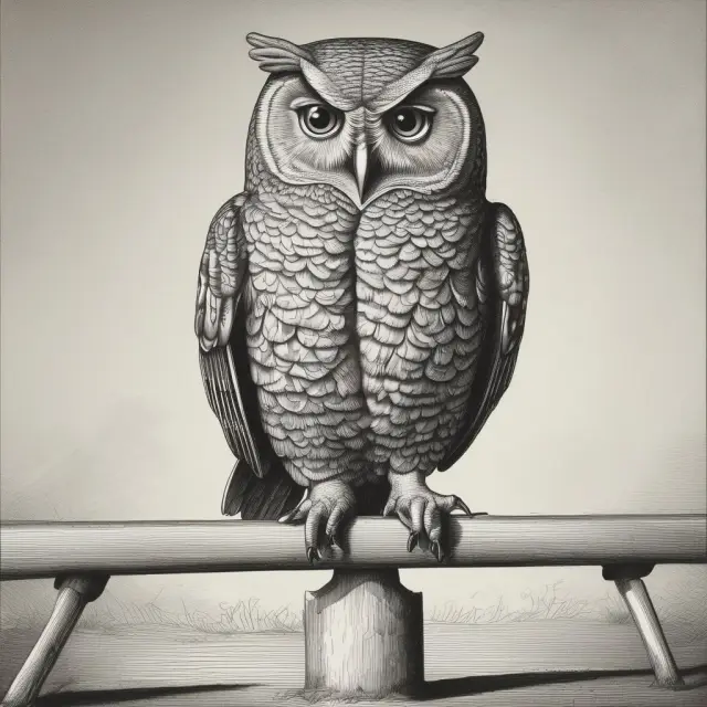 A wise owl, representing Benjamin Graham and net-net investing, balanced on a seesaw between current assets and long-term liabilities