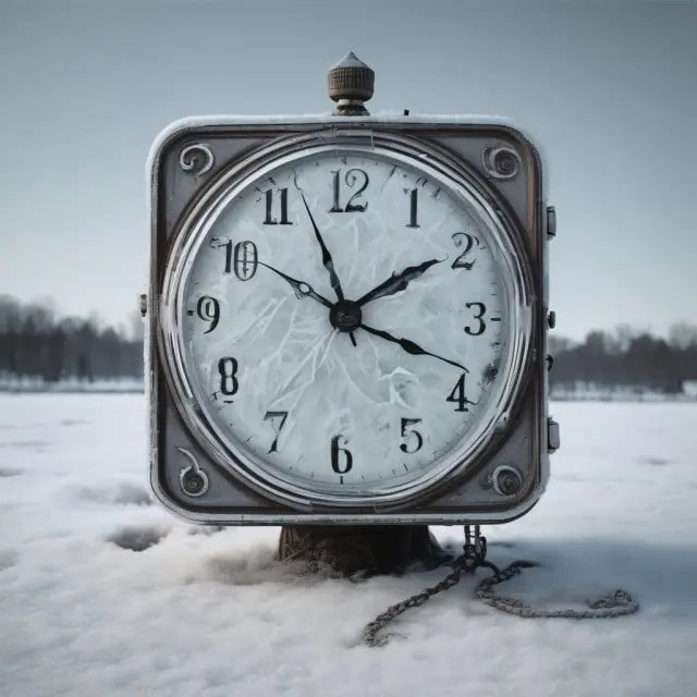 Frozen clock hands illustrating net neutrality policies from the past to the present and future