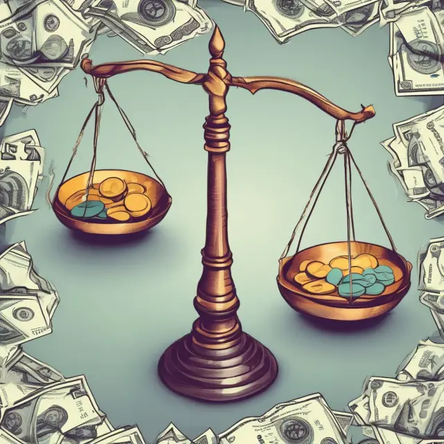 A pair of scales with one pan representing income, the other pans for sales tax, capital gains taxes, balancing out disposable income