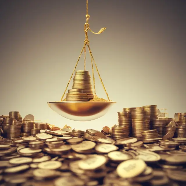 Golden scale tilts towards investments, illustrating maximized net of tax value with effective strategies like tax-efficient investing and tax planning