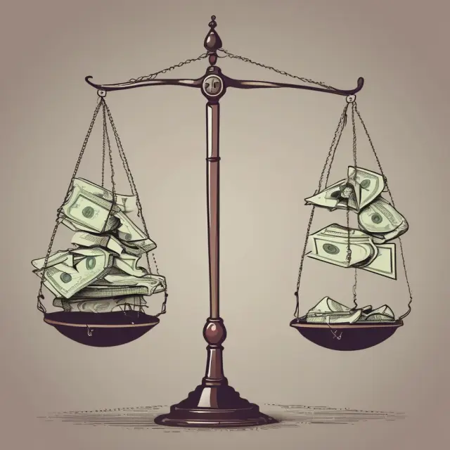 Scale illustrating net of tax: balancing gross income against tax payments for accurate representation of actual earnings