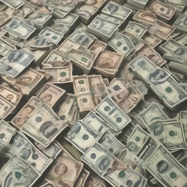 A torrent of currency symbolizing premiums received flowing into an insurance company, with a solid foundation representing earned premiums
