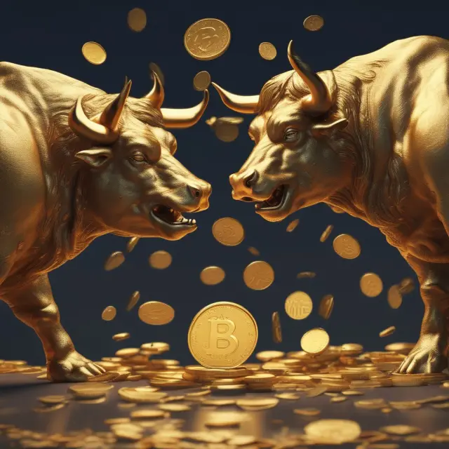 Bull and bear figures exchanging golden coins in a real-time gross settlement environment