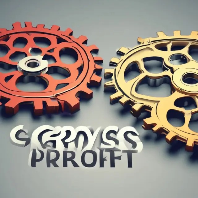 Two overlapping gears represent Gross Profit Margin and Net Profit Margin, highlighting their distinct but interconnected roles in assessing a company