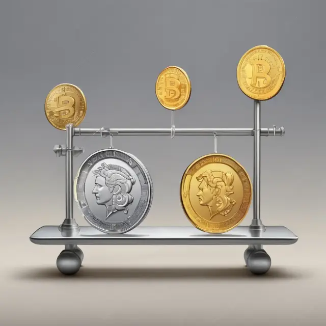 Golden bars (tech, pharma, utilities) and silver coins (retail, restaurants) balance on a seesaw, representing their contrasting net profit margins