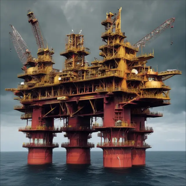 A political storm tosses oil rigs, symbolizing unpredictable impact on netback calculations