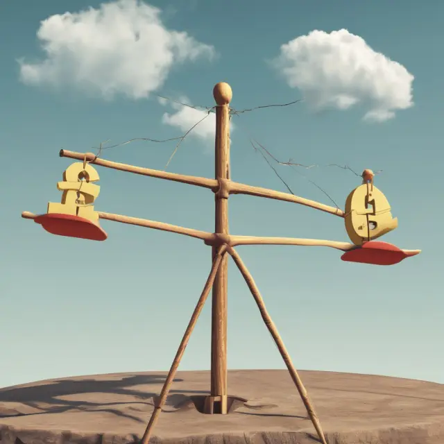 See-saw with economic indicators representing net change analysis, emphasizing the importance of understanding price trends and market fluctuations.