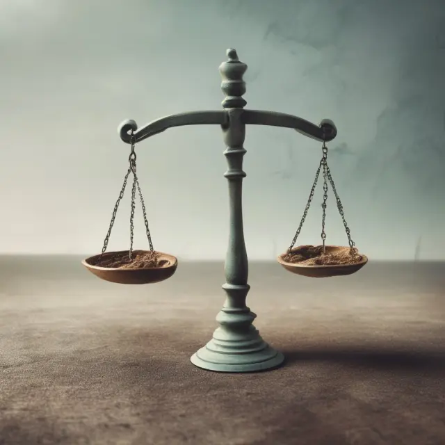 Image of a scale with cash and assets outweighing debts, symbolizing negative net debt and a strong financial position