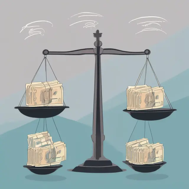 Scales representing net debt (left) and total cash (right), emphasizing the importance of comprehensive financial assessment.