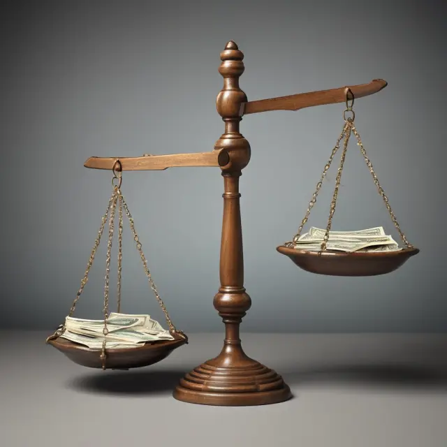 Two scales balanced with debt on one side and cash on the other, representing a company