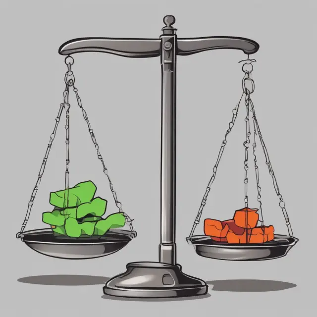 Two balanced scales: one holds average industry net debts, while the other weighs individual company net debts.