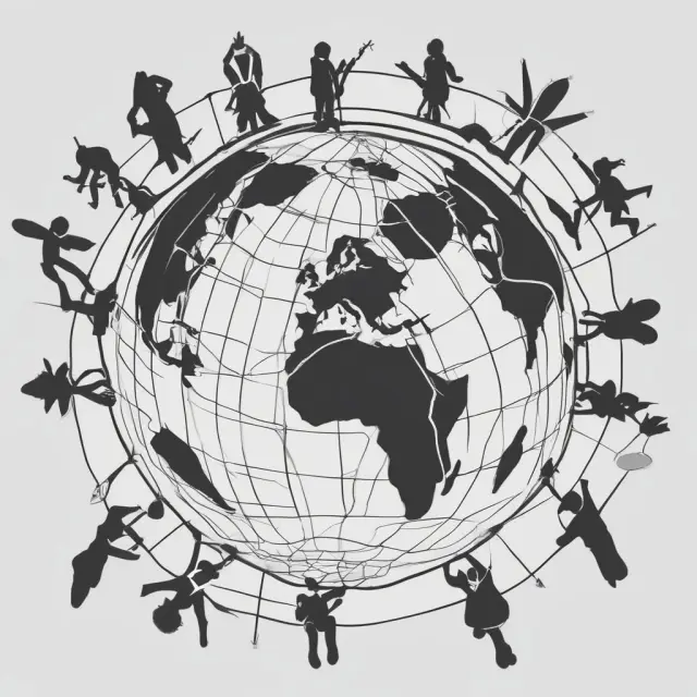 Visual representation of net importer countries (Japan, Germany, and Australia) reaching out for imports while other countries extend exports. Global trade network.