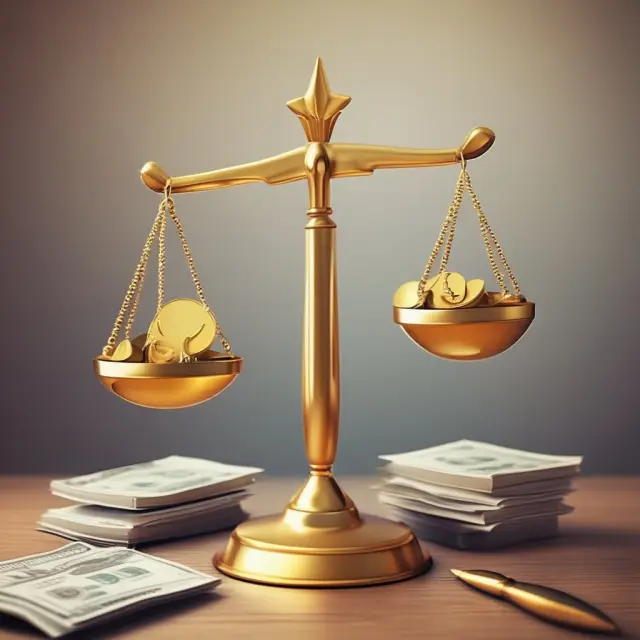 Golden scale balanced between revenues and expenses symbolizes precise business net income calculation.