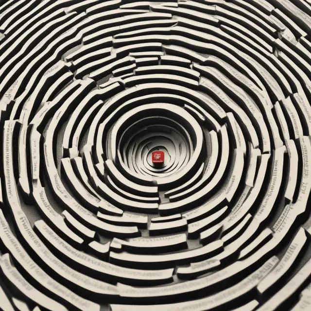 Golden coin representing net income hidden within a maze of tax forms, particularly Form 1040, symbolizing the process of determining individual net income.