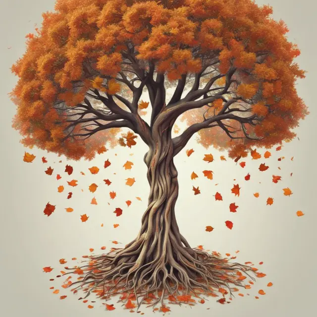 A tree symbolizing net investment, rooted in capital expenditures while shedding leaves representing depreciation