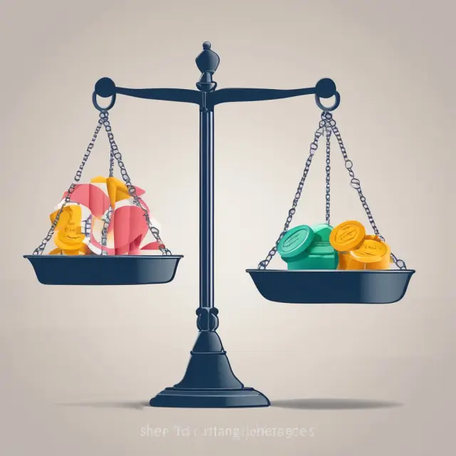 Two balances with weights representing positive (expansion) and negative (contraction) net investments