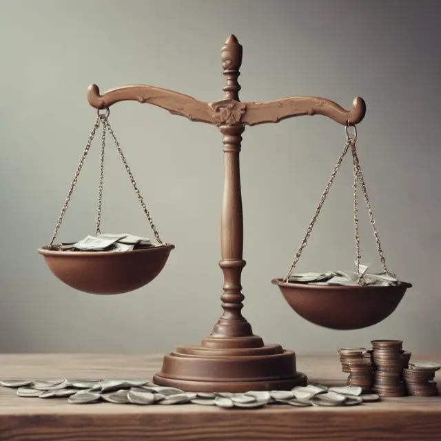 Golden scales balance net investment, with weights representing capital expenditures and depreciation
