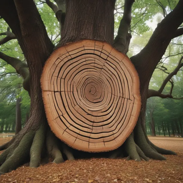 Tree growing with annual rings symbolizing capital investments and shedding leaves representing depreciation. Positive net investment adds new rings.