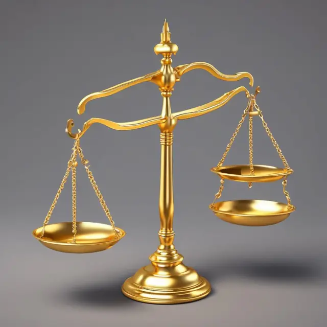 A golden scale balances the weight of a company