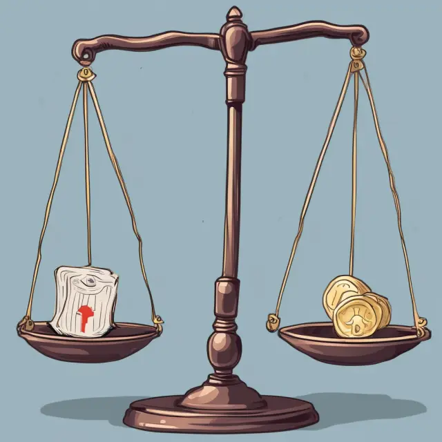 A balance scale with cash, marketable securities, accounts receivables on one side and accounts payable, accrued expenses, short-term debt on the other, illustrating net liquid assets