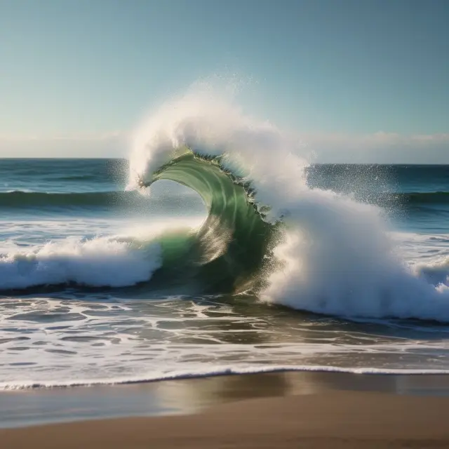 A wave made up of cash, securities, bonds, and receivables crashes on the shore, symbolizing liquid assets