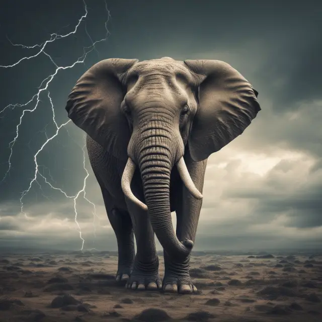 An elephant stands strong against a tempestuous background of swirling expenses, illustrating effective strategies for minimizing net losses.