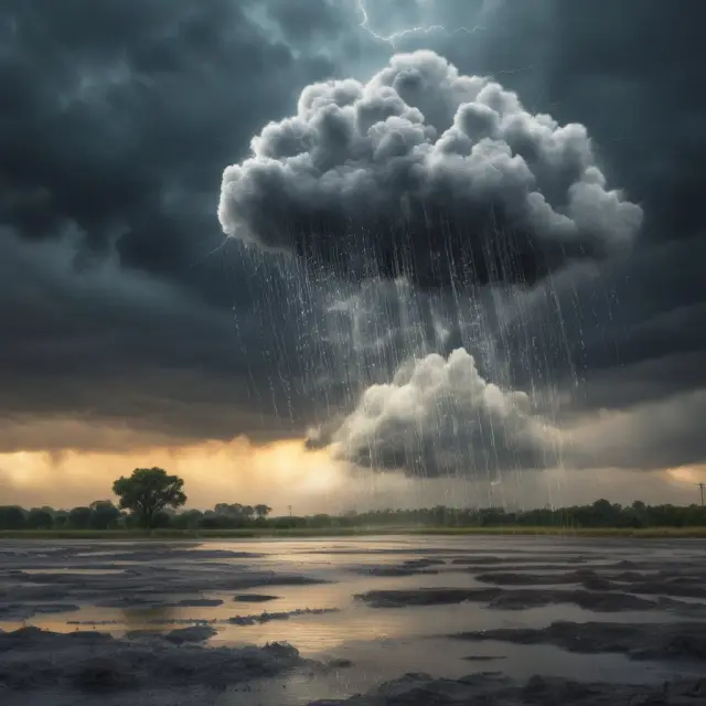 Net loss represented as a storm cloud pouring down on positive profits, demonstrating the conversion of profits to losses