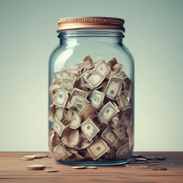 A stream of net losses cascading through time into a jar labeled 