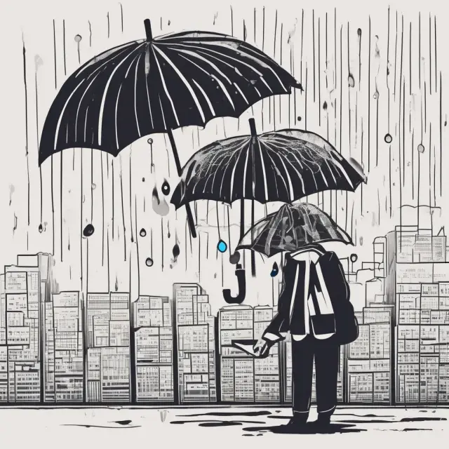 An image of a rain shower representing gross proceeds, with an umbrella collecting drops symbolizing net proceeds after deducting costs