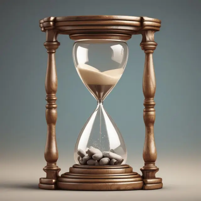 An aging schedule of receivables flowing through a transparent hourglass, highlighting the continuous cycle and impact on net receivables