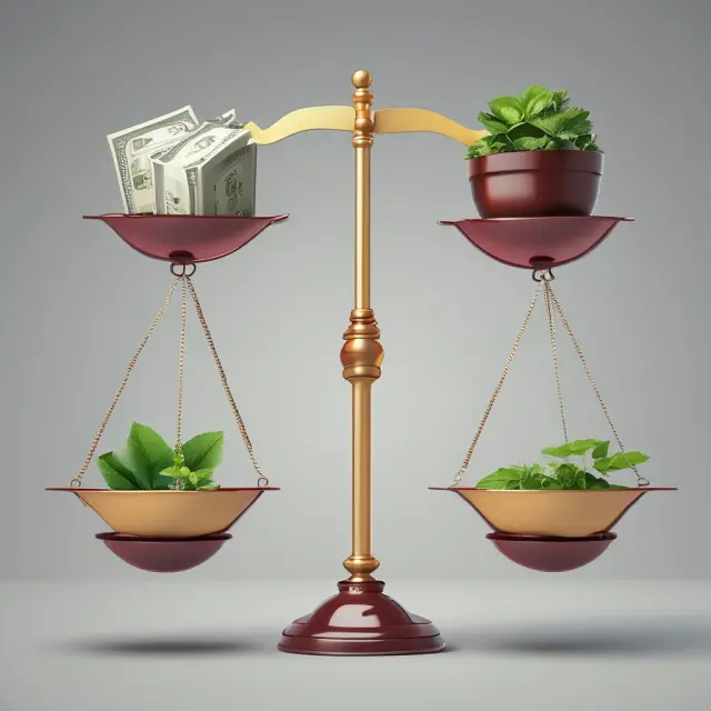 Two scales: One with rising income from efficient collections and accurate records, the other with declining expenses through minimized credit losses