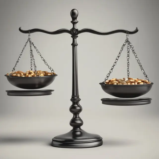 Balance scale comparing gross sales (one pan) to net sales (other pan), enhancing financial analysis.