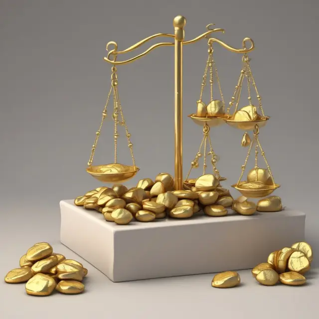Golden nuggets representing FAQs about Net Unrealized Appreciation strategy on a tax scale, symbolizing potential savings