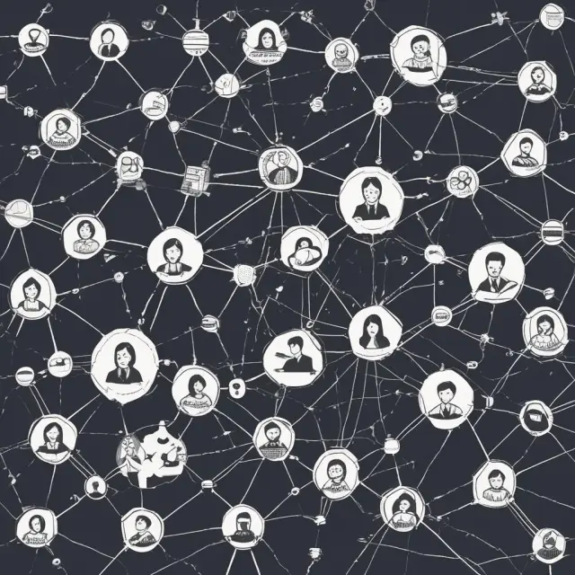 Users interconnected in a web, illustrating the positive impact of network effects and network externalities on each other
