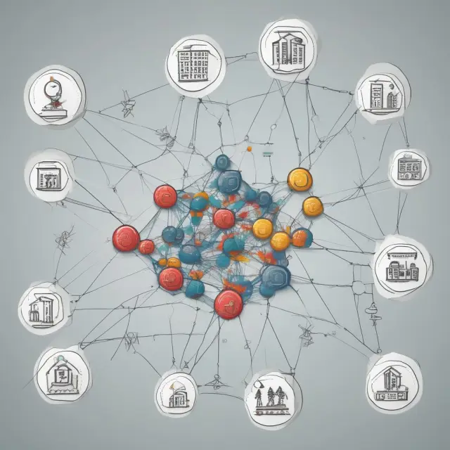 Visualization of the network effect in finance with connected nodes symbolizing increased value and utility