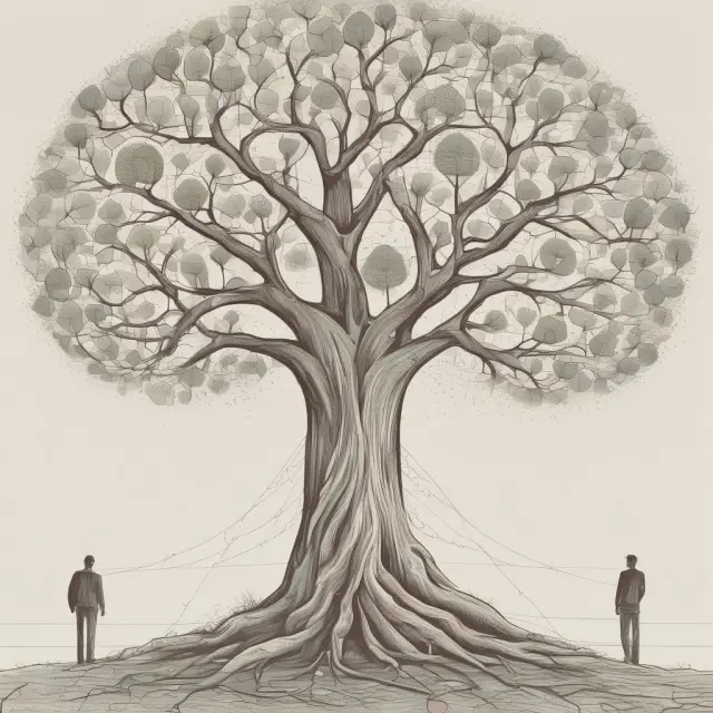 Entrepreneurs nurturing relationships as trees grow, symbolizing the interconnectedness and growth from networking