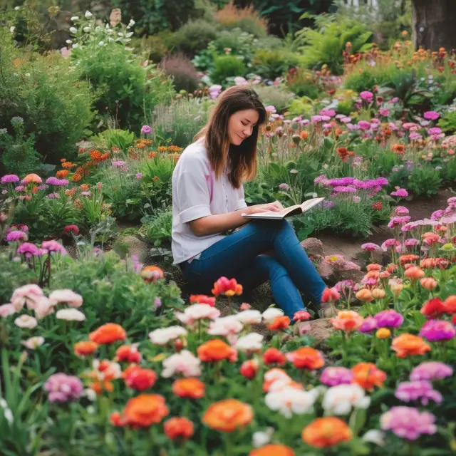 An introverted gardener carefully tends to a garden filled with various networking opportunities, symbolizing the growth of meaningful relationships despite initial challenges.
