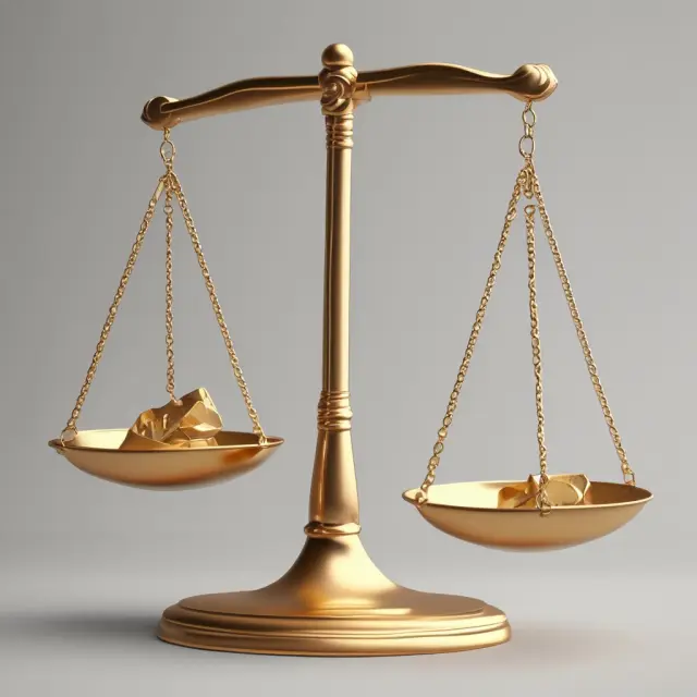 A golden scale balancing assets and liabilities, symbolizing net worth calculation.