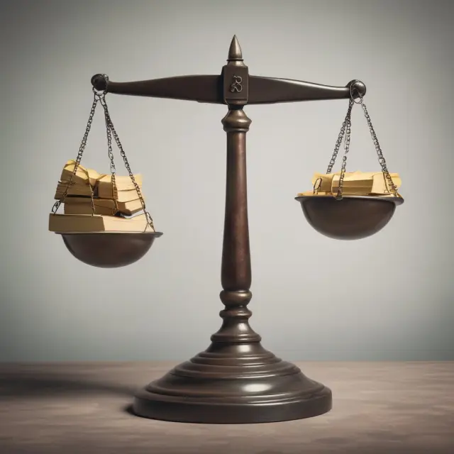 An imbalanced scale represents negative net worth, with debts causing heavier weights than assets