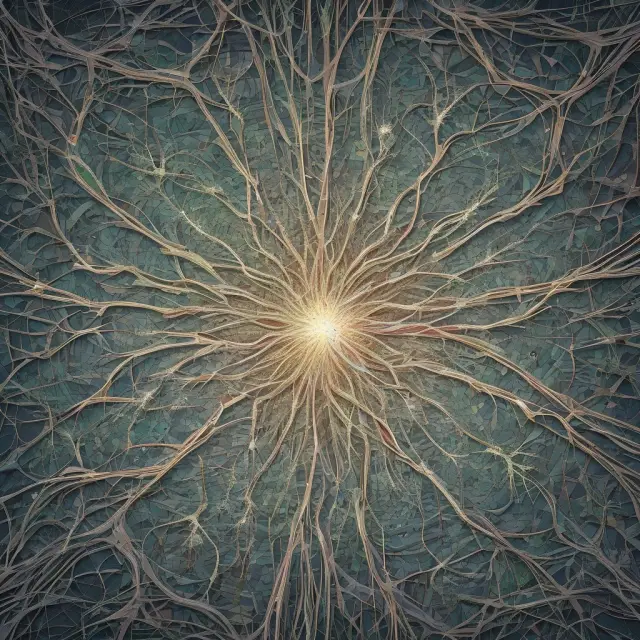 An image of interconnected neurons in a neural network, representing the concept of artificial intelligence inspired by the human brain