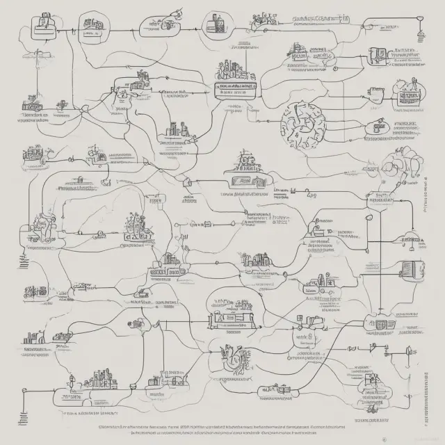 A dynamic river teeming with ideas, symbols representing milestones, and portraits of pioneers flow together to depict the history of neural networks