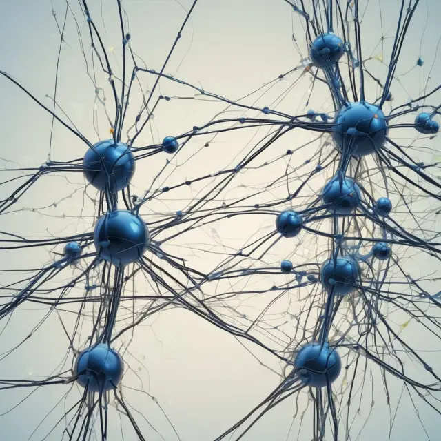 An image of interconnected neural network synapses forming intricate connections between financial data points
