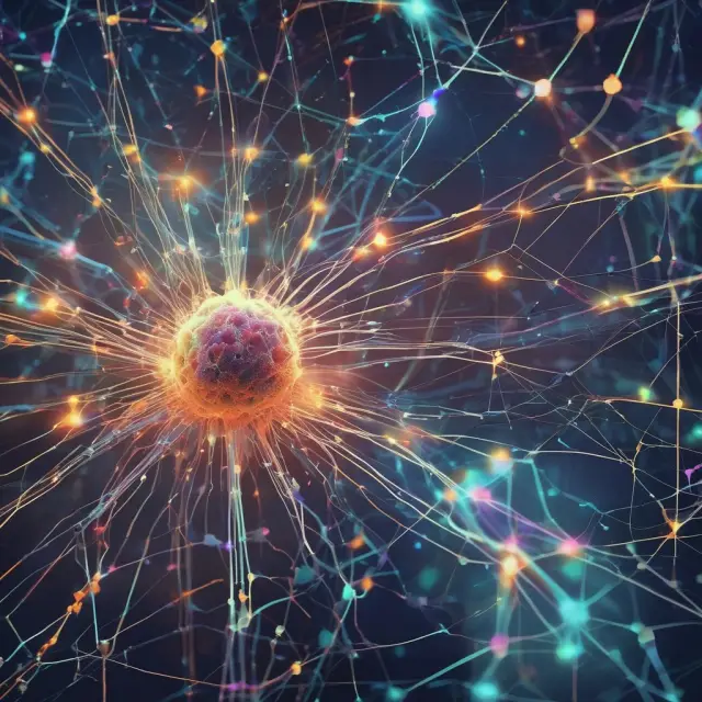 A neural network navigating through a maze of financial data, discovering hidden patterns and trends.