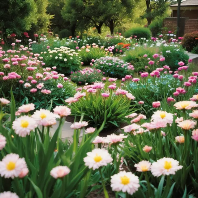 Neutral market garden with call and put options blooming, generating income for investors